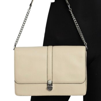 KARL LAGERFELD KARL LAGERFELD BEIGE TEXTURED LEATHER FLAP BAG