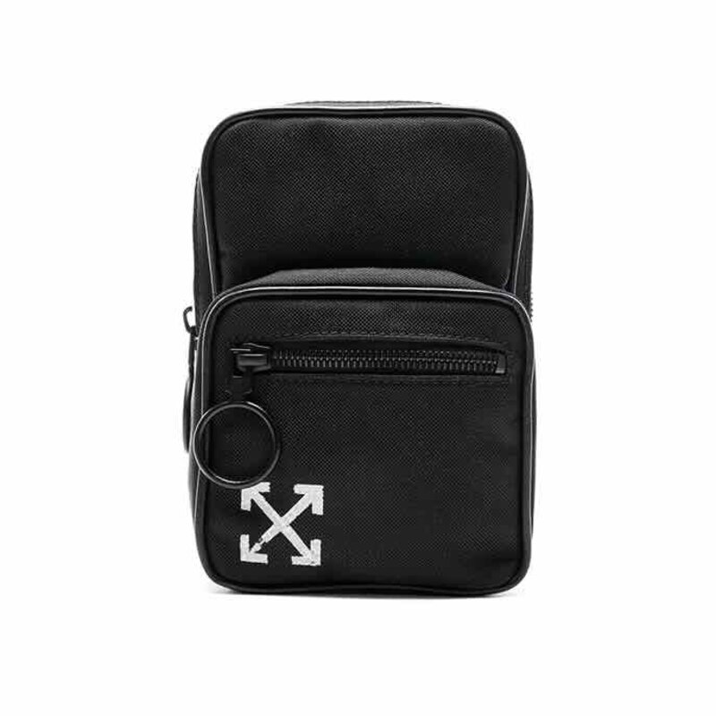 OFF WHITE BLACK BRUSHED ARROW MESSENGER BAGS