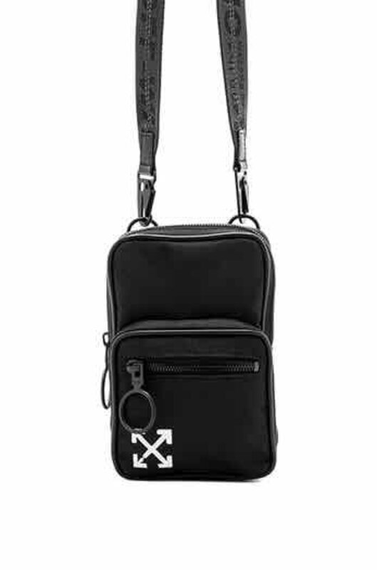 OFF WHITE BLACK BRUSHED ARROW MESSENGER BAGS