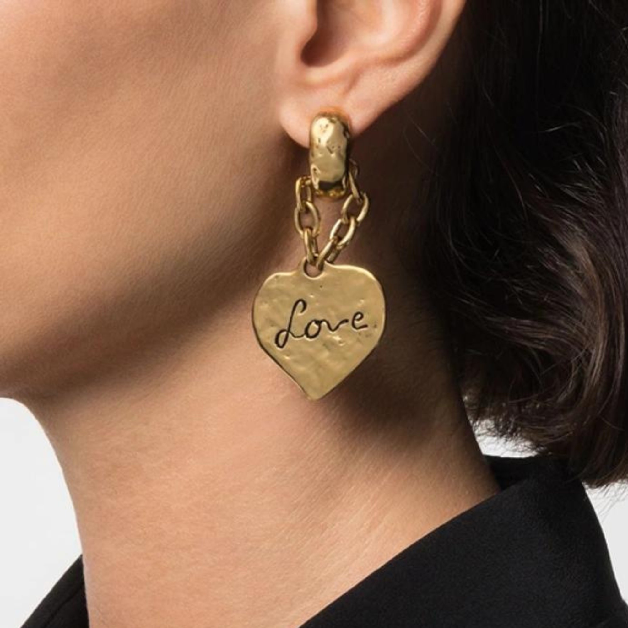 LOVE HEART GOLD HAMMERED CLIP ON EARRINGS CRTBLNCHSHP