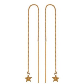 SAINT LAURENT SAINT LAURENT GOLD CHAIN THREADED STAR DROP EARRINGS