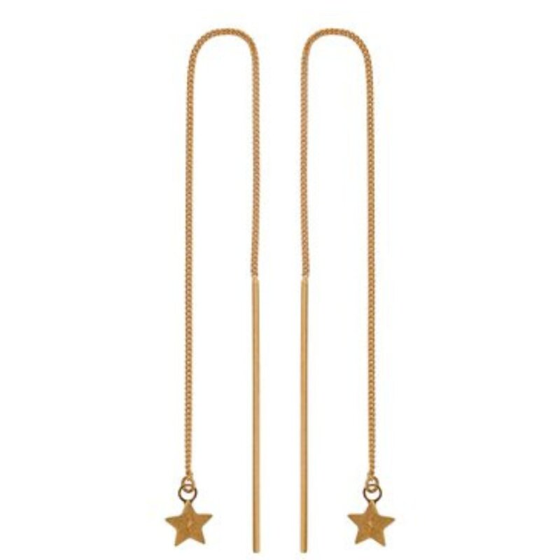 SAINT LAURENT SAINT LAURENT GOLD CHAIN THREADED STAR DROP EARRINGS