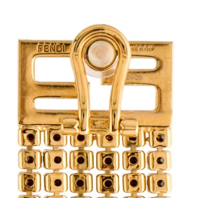 FENDI FENDI FF CRYSTAL GOLD TONE DRAPE EARRINGS