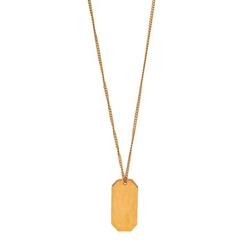 SAINT LAURENT SAINT LAURENT MINI PENDANT MILITARY TAG GOLD BRASS CHAIN NECKLACE