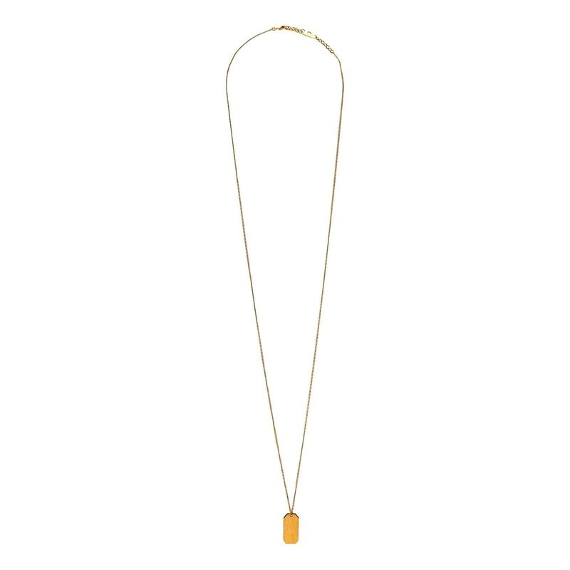 SAINT LAURENT SAINT LAURENT MINI PENDANT MILITARY TAG GOLD BRASS CHAIN NECKLACE
