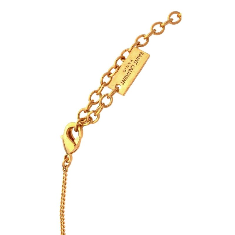SAINT LAURENT SAINT LAURENT MINI PENDANT MILITARY TAG GOLD BRASS CHAIN NECKLACE
