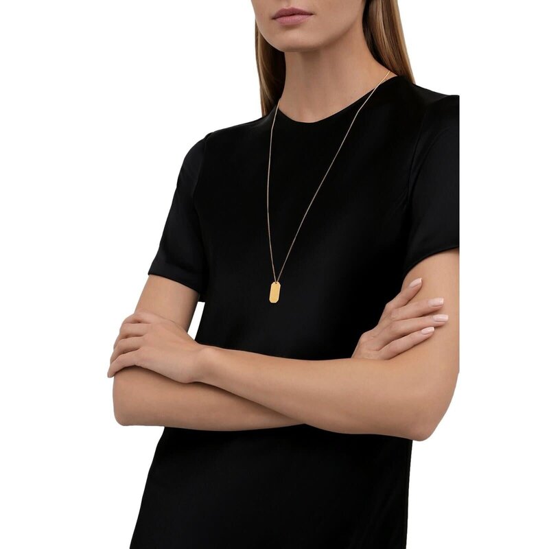 SAINT LAURENT SAINT LAURENT MINI PENDANT MILITARY TAG GOLD BRASS CHAIN NECKLACE