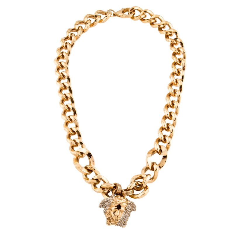 VERSACE STRASS AND METAL NECKLACE GOLD
