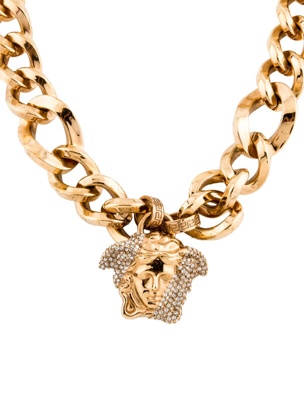 VERSACE STRASS AND METAL NECKLACE GOLD