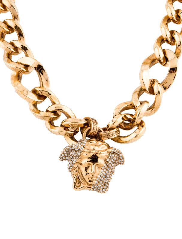 VERSACE VERSACE STRASS AND METAL NECKLACE GOLD