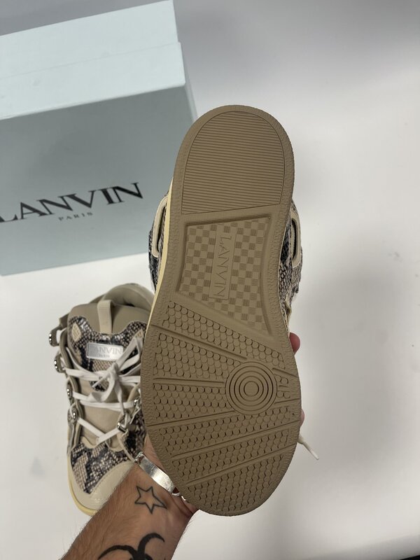 LANVIN LANVIN PYTHON PATTERN CURB MEN SNEAKERS