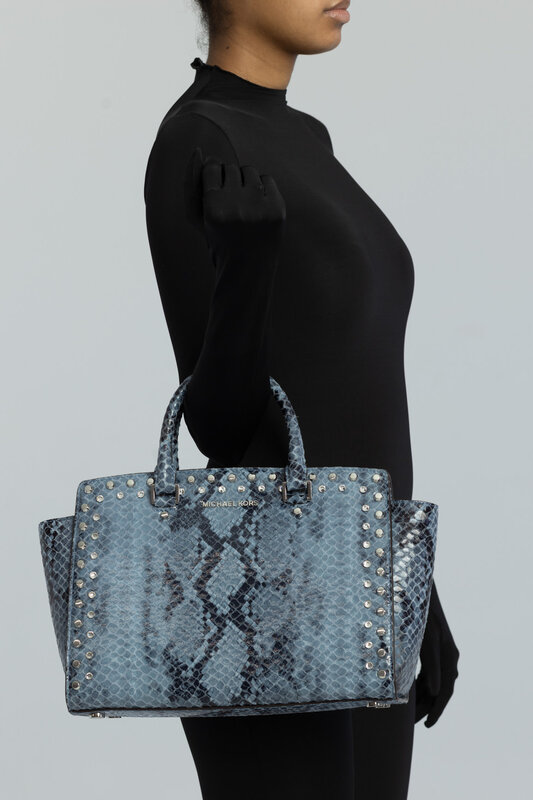 FAUX PYTHON BLUE SELMA SHOULDER BAG - CRTBLNCHSHP