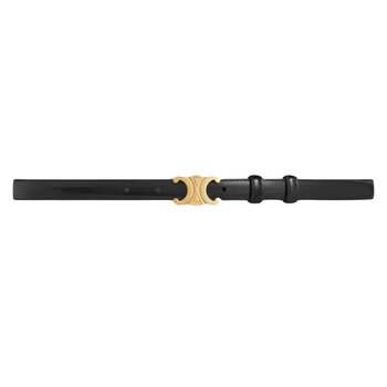 CELINE CELINE SMALL GOLD TRIOMPHE MOTIF BELT IN BLACK TAURILLON LEATHER 95
