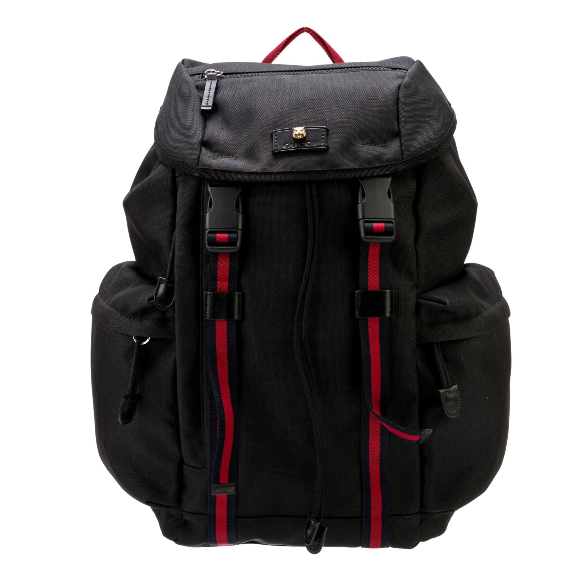 GUCCI NYLON BLACK WEB DETAIL TECHNO BACKPACK