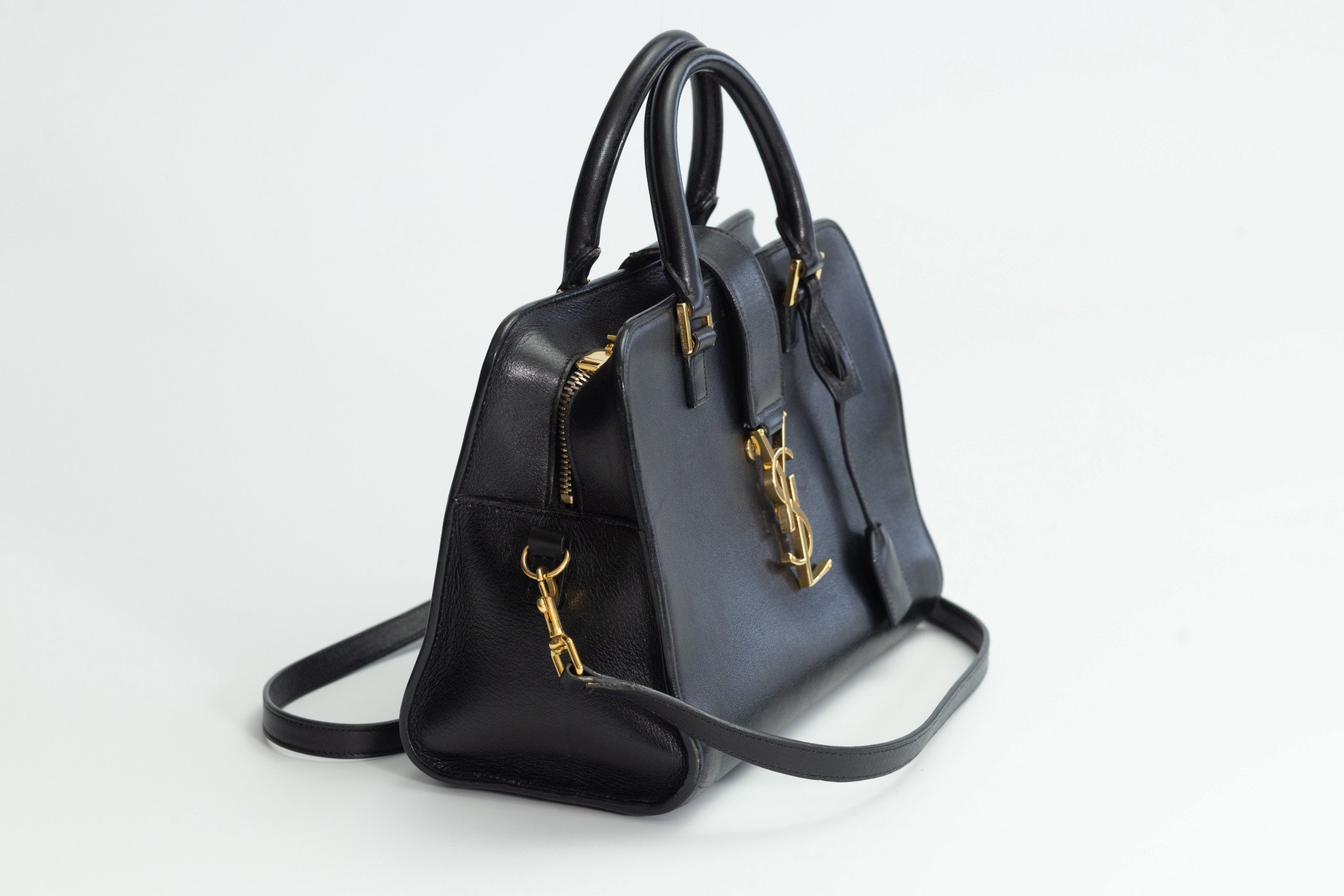 CALFSKIN BLACK MONOGRAM BABY CABAS SHOULDER BAG - CRTBLNCHSHP