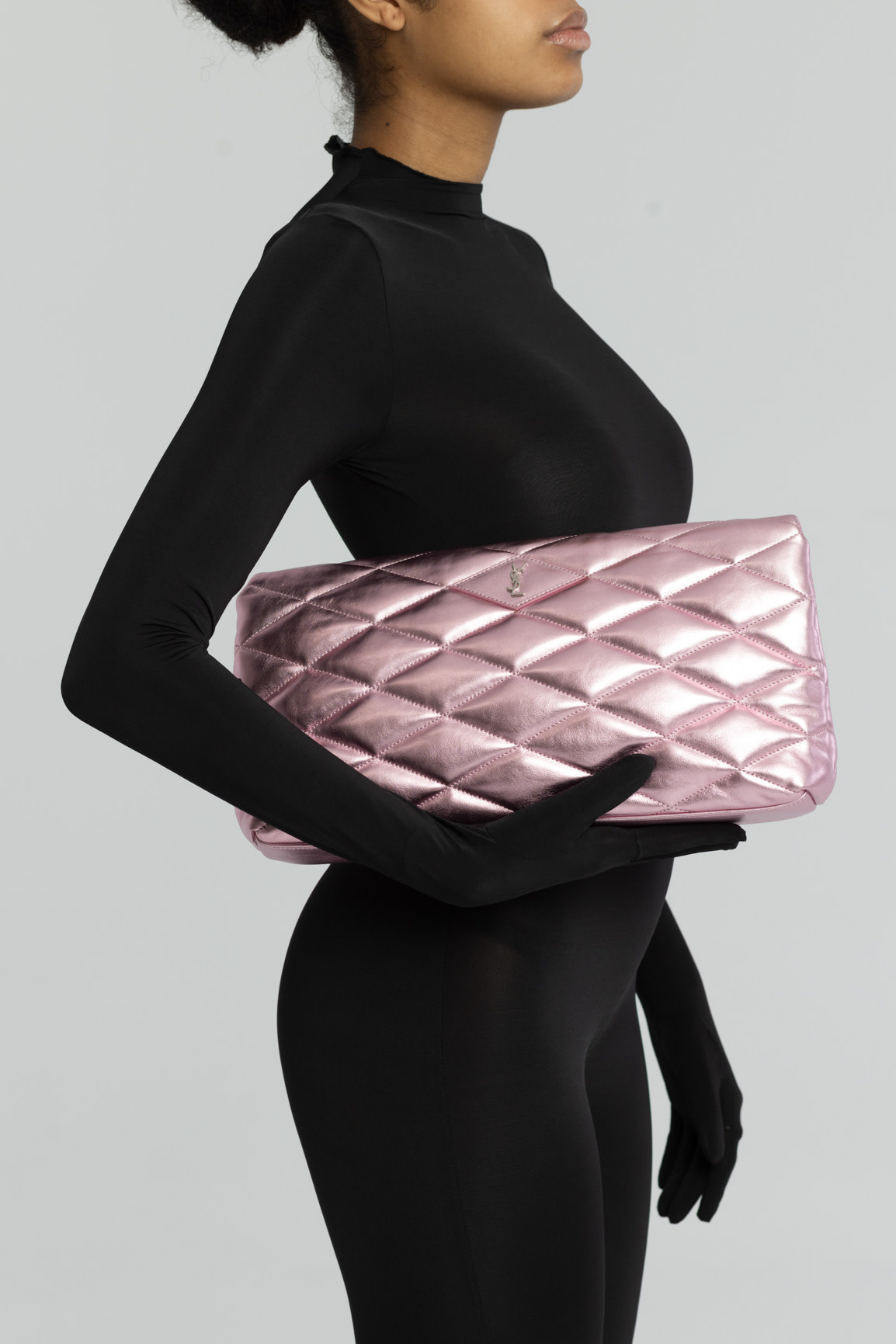 saint laurent chardonnay large quilted leather clutch bag