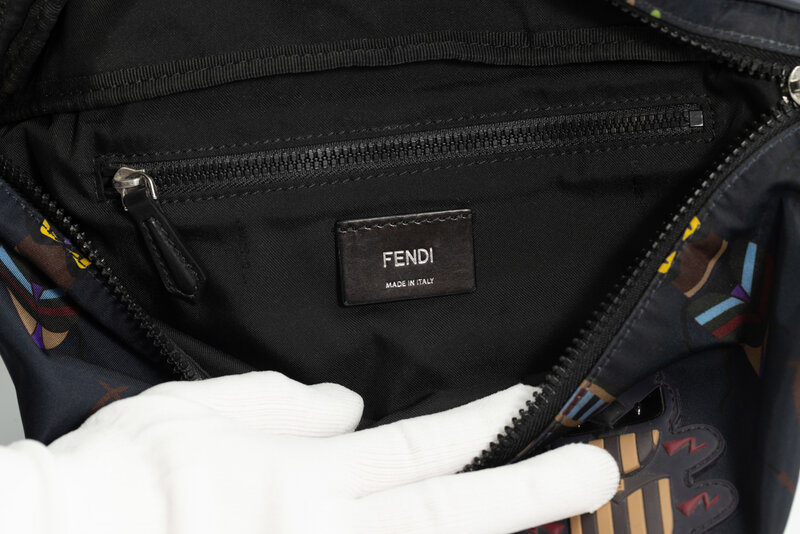FENDI FENDI NAVY NYLON BUGS MOTIF BELT BAG