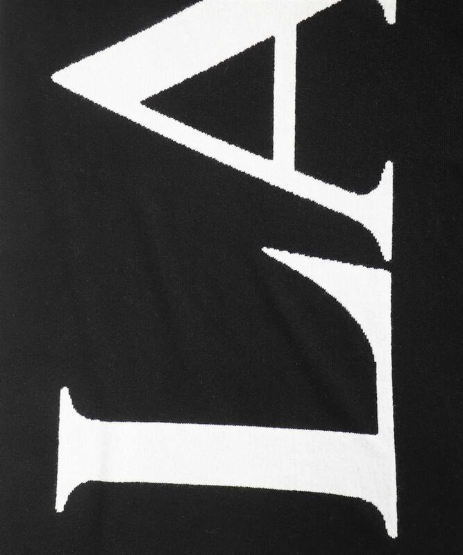 LANVIN LANVIN BLACK WOOL WHITE LOGO SCARF