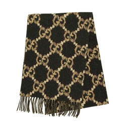 GUCCI GUCCI ARMY GREEN WOOL REVERSIBLE SCARF MSRP $750