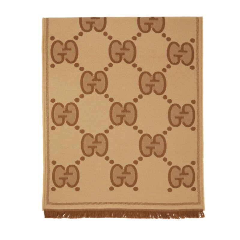 GUCCI GUCCI MONOGRAM GG LADY NEST LUX SCARF TAN