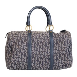 CHRISTIAN DIOR DIOR VINTAGE NAVY OBLIQUE BOSTON 35 HANDBAG (2000)