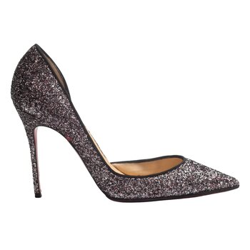 CHRISTIAN LOUBOUTIN CHRISTIAN LOUBOUTIN BLACK GLITTER IRIZA HEELS (EU 39)