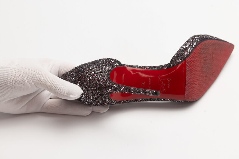CHRISTIAN LOUBOUTIN CHRISTIAN LOUBOUTIN BLACK GLITTER IRIZA HEELS (EU 39)