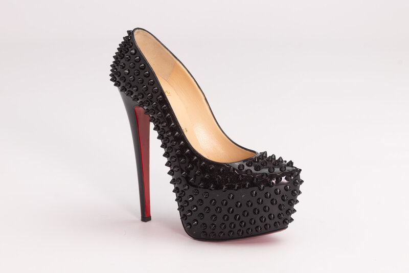 CHRISTIAN LOUBOUTIN CHRISTIAN LOUBOUTIN BLACK SKIKE PLATFORMS DAFFODILE HEELS (EU 37)