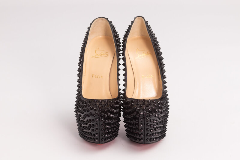 CHRISTIAN LOUBOUTIN CHRISTIAN LOUBOUTIN BLACK SKIKE PLATFORMS DAFFODILE HEELS (EU 37)