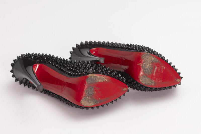 CHRISTIAN LOUBOUTIN CHRISTIAN LOUBOUTIN BLACK SKIKE PLATFORMS DAFFODILE HEELS (EU 37)
