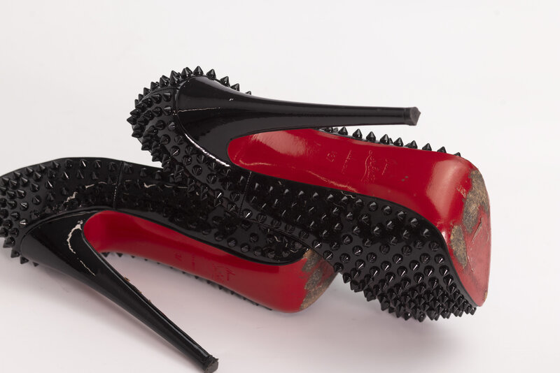 CHRISTIAN LOUBOUTIN CHRISTIAN LOUBOUTIN BLACK SKIKE PLATFORMS DAFFODILE HEELS (EU 37)
