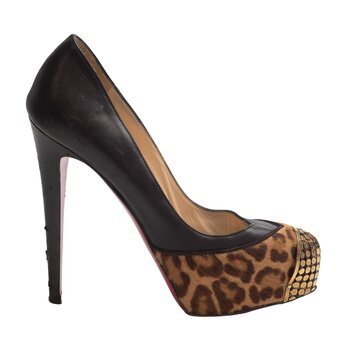 CHRISTIAN LOUBOUTIN CHRISTIAN LOUBOUTIN LEOPARD PRINT PONY HAIR MAGGIE PUMPS (EU 35.5)