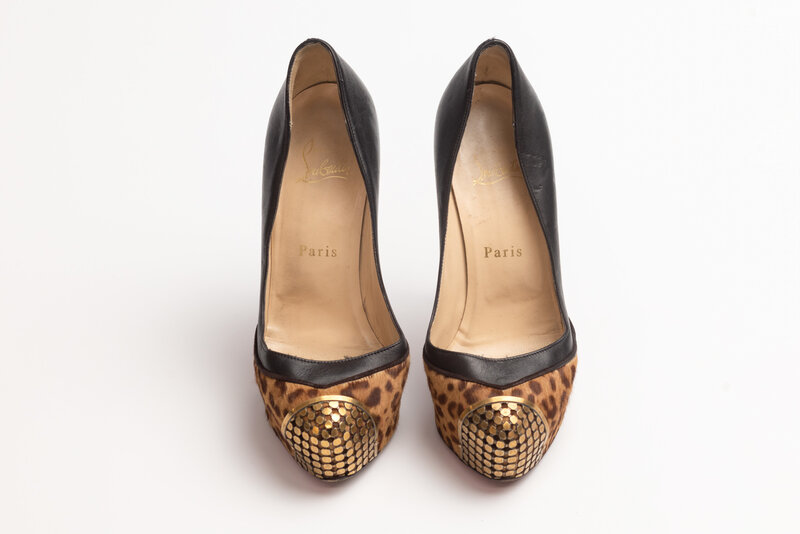 CHRISTIAN LOUBOUTIN CHRISTIAN LOUBOUTIN LEOPARD PRINT PONY HAIR MAGGIE PUMPS (EU 35.5)