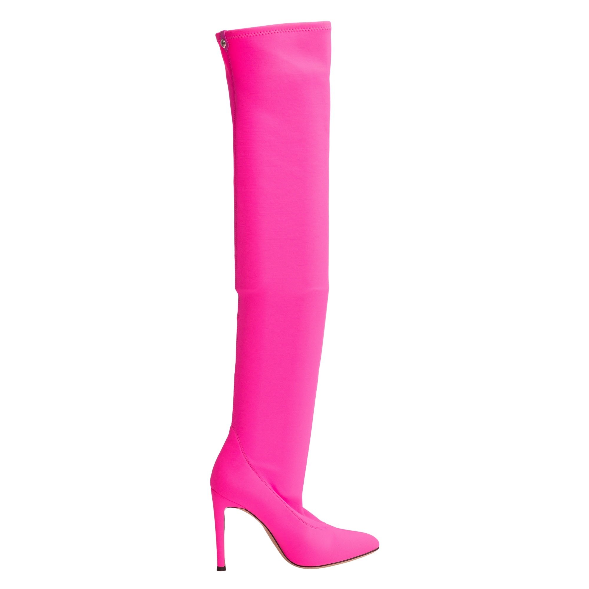 GIUSEPPE ZANOTTI HOT PINK KNEE HIGH HEELED BOOTS (EU 36)