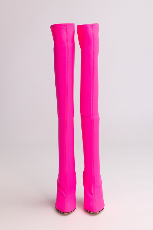 GIUSEPPE ZANOTTI GIUSEPPE ZANOTTI HOT PINK KNEE HIGH HEELED BOOTS (EU 36)