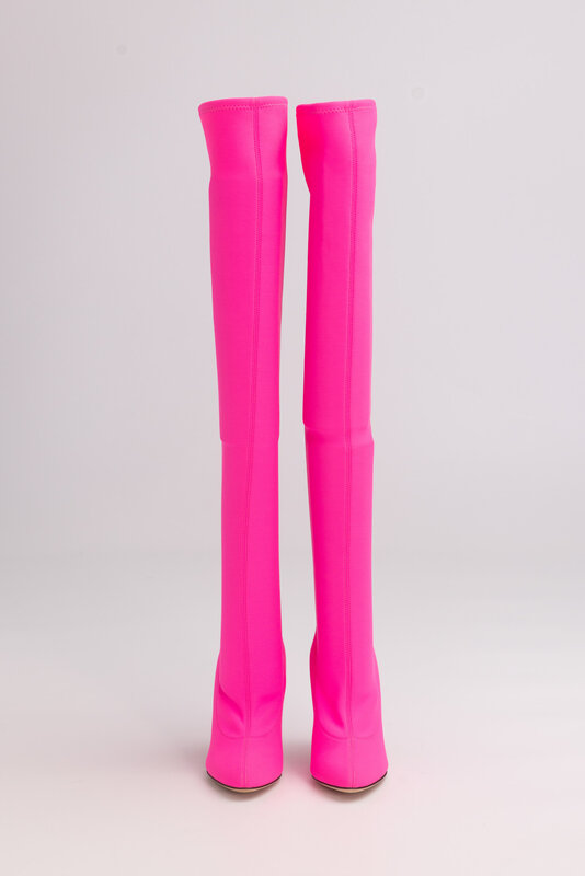 GIUSEPPE ZANOTTI GIUSEPPE ZANOTTI HOT PINK KNEE HIGH HEELED BOOTS (EU 36)