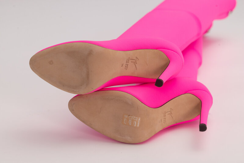 GIUSEPPE ZANOTTI GIUSEPPE ZANOTTI HOT PINK KNEE HIGH HEELED BOOTS (EU 36)