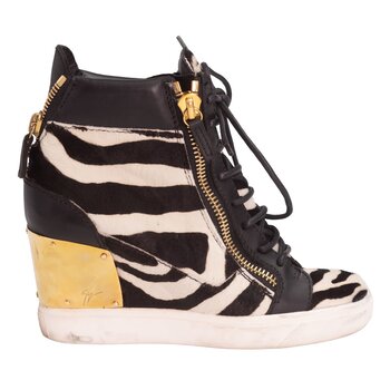 GIUSEPPE ZANOTTI GIUSEPPE ZANOTTI ZEBRA PRINT WEDGE SNEAKERS (EU 36)
