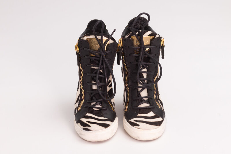 GIUSEPPE ZANOTTI GIUSEPPE ZANOTTI ZEBRA PRINT WEDGE SNEAKERS (EU 36)