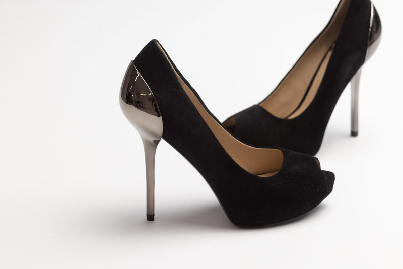 MARCIANO SUEDE BLACK WITH SILVER HEELS (EU 35.5)