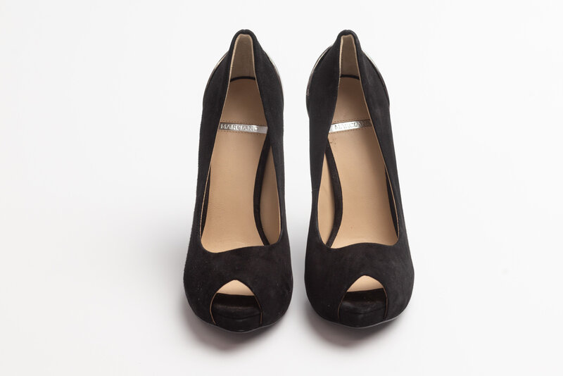 MARCIANO SUEDE BLACK WITH SILVER HEELS (EU 35.5)