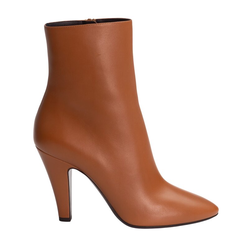 SAINT LAURENT SAINT LAURENT BROWN CALF CALFSKIN ANKLE BOOTIE (EU 40.5)