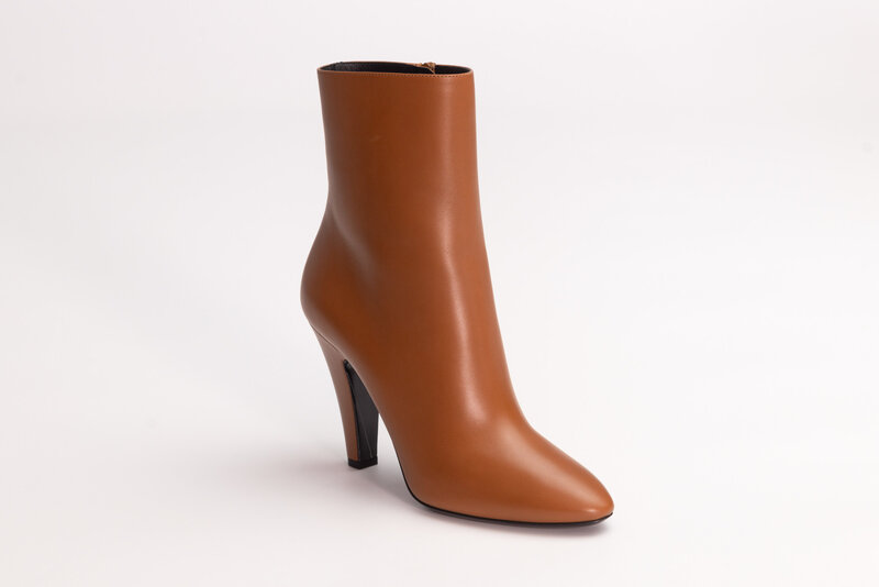 SAINT LAURENT SAINT LAURENT BROWN CALF CALFSKIN ANKLE BOOTIE (EU 40.5)