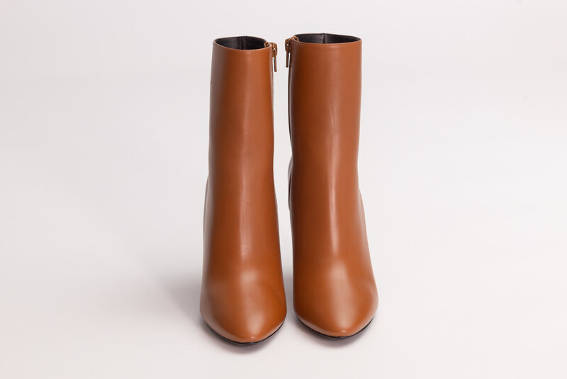 SAINT LAURENT SAINT LAURENT BROWN CALF CALFSKIN ANKLE BOOTIE (EU 40.5)