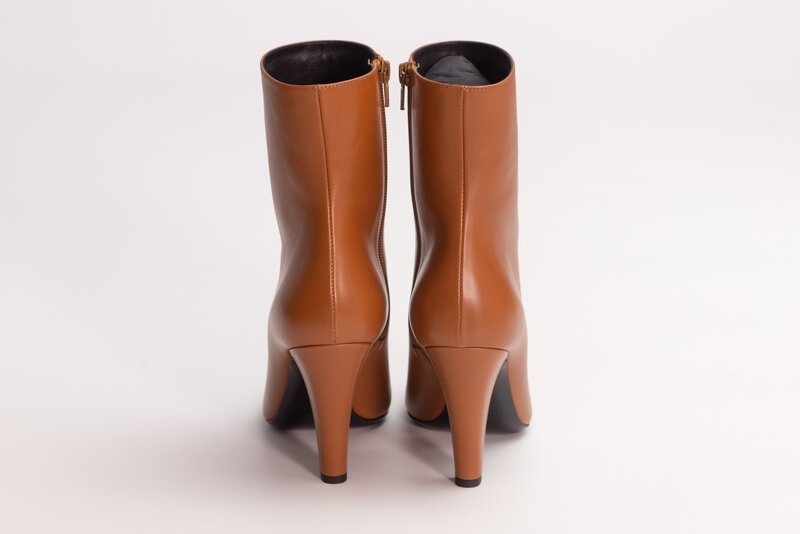 SAINT LAURENT SAINT LAURENT BROWN CALF CALFSKIN ANKLE BOOTIE (EU 40.5)