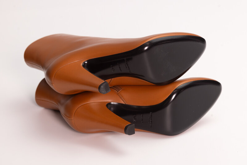 SAINT LAURENT SAINT LAURENT BROWN CALF CALFSKIN ANKLE BOOTIE (EU 40.5)