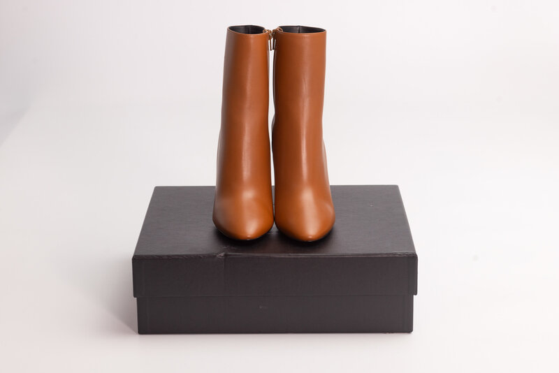 SAINT LAURENT SAINT LAURENT BROWN CALF CALFSKIN ANKLE BOOTIE (EU 40.5)