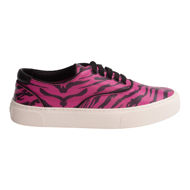 SAINT LAURENT SAINT LAURENT VENICE LOW TOP LEATHER FUCHSIA ZEBRA SNEAKERS (US 6)