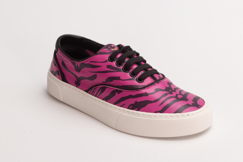 SAINT LAURENT SAINT LAURENT VENICE LOW TOP LEATHER FUCHSIA ZEBRA SNEAKERS (US 6)