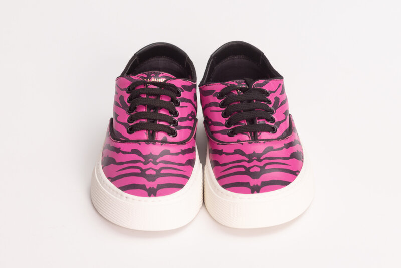 SAINT LAURENT SAINT LAURENT VENICE LOW TOP LEATHER FUCHSIA ZEBRA SNEAKERS (US 6)